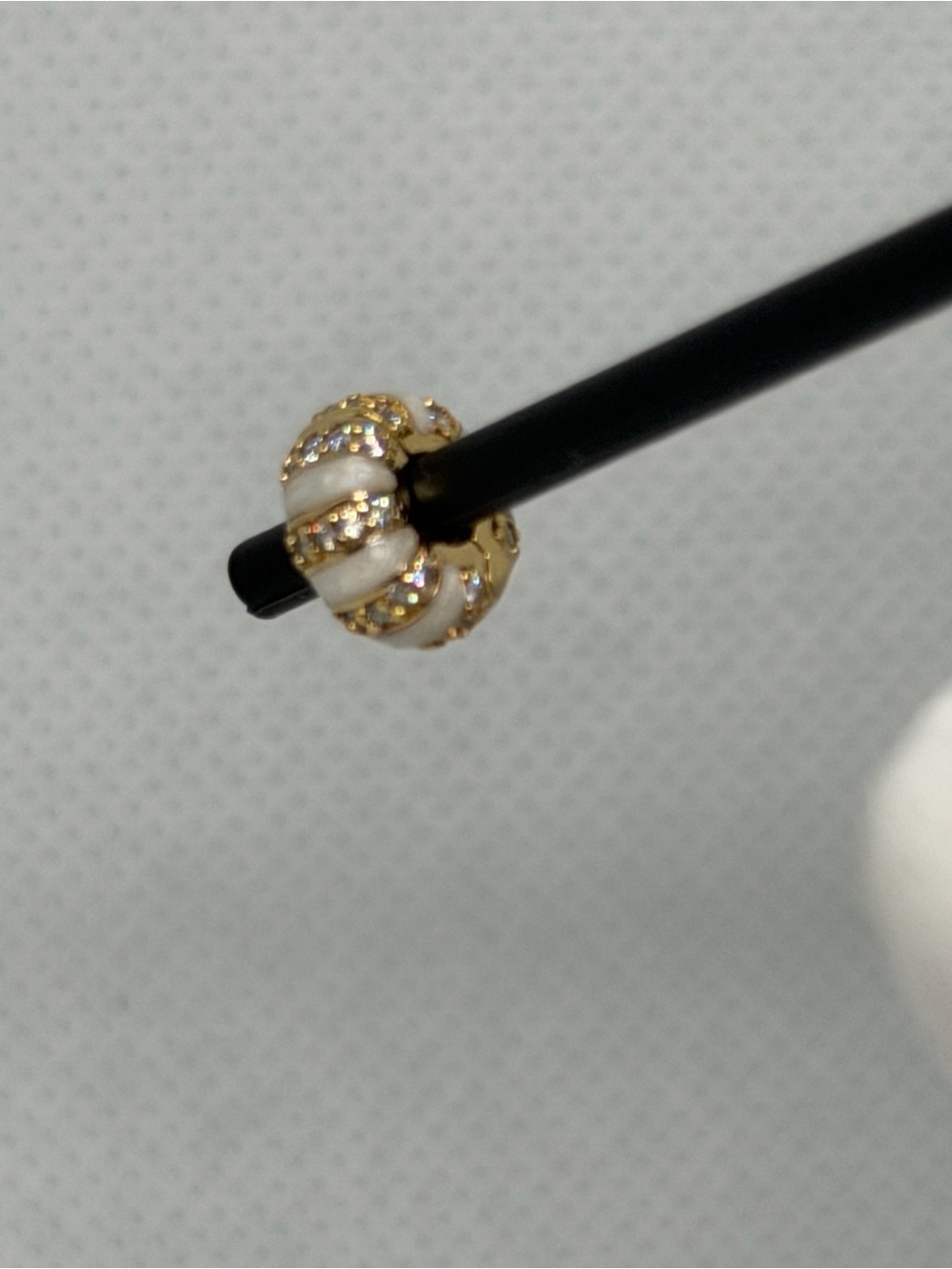 Pandora White Enamel and Gold-Tone CZ Charm 763785C01 - Picture 3 of 4